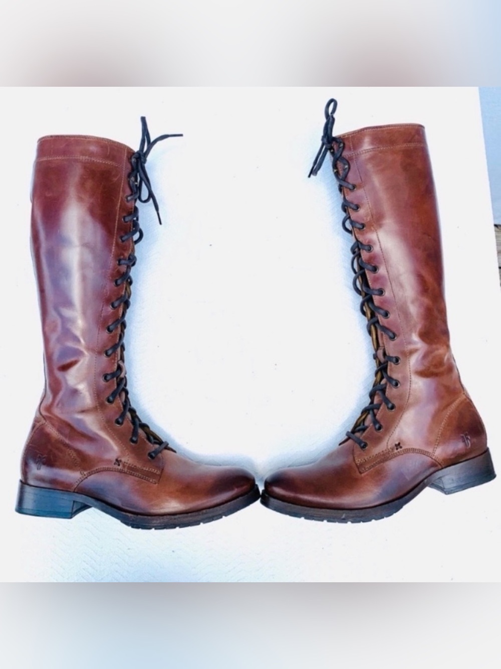 Frye 9.5 Tall Lace Up Boots Melissa Combat